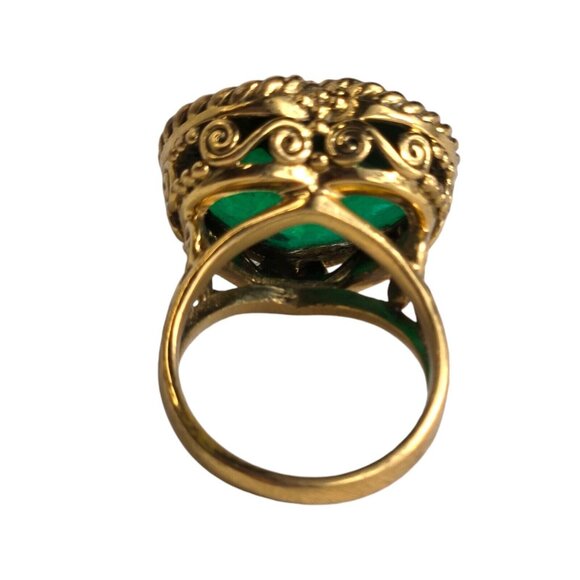 Sajen AMORE Bronze Gold Faceted Green Quartz Heart Statement Ring Sz 8 Filagree - Picture 7 of 11